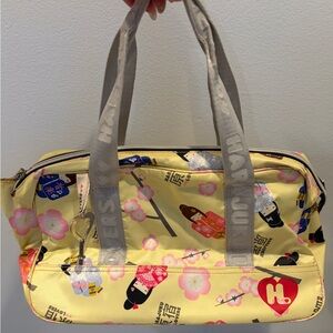 Harajuku Lovers Vintage Nylon Yellow Printers Pattern Handbag